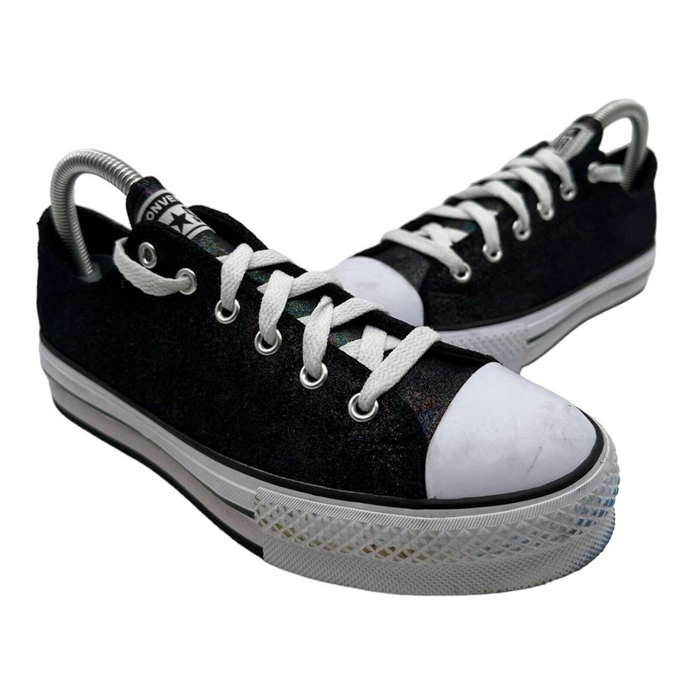 Converse Juniors CTAS EVA Lift Ox Iridescent Leather Black/White Size 5